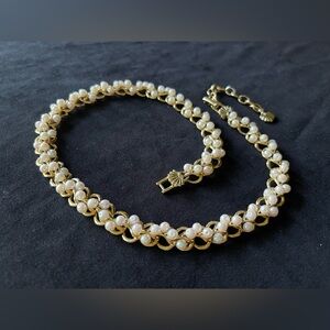 RICHELIEU Simulated Pearl gold tone Twisted Chain Necklace